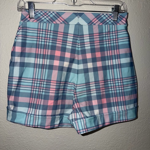 Blackmilk Plaid Women's Shorts in Blue and Pink - Picture 5 of 6
